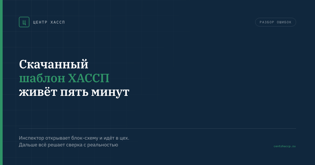Распечатанный шаблон ХАССП с чужим названием предприятия